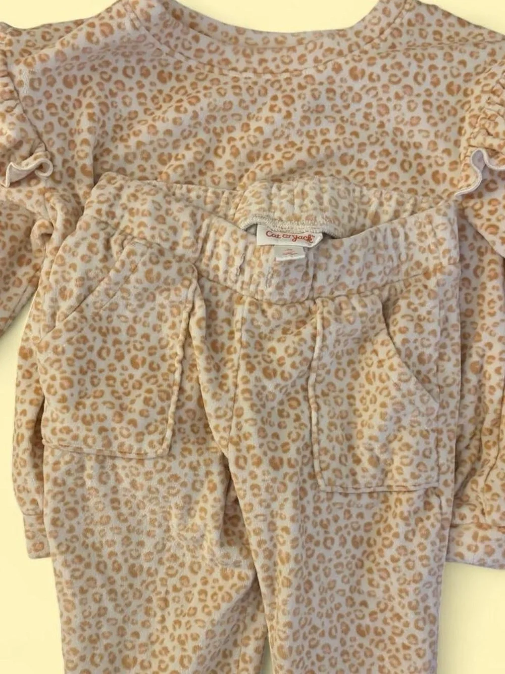 Cat & Jack Leopard Print Two-Piece Set - Cream and Tan